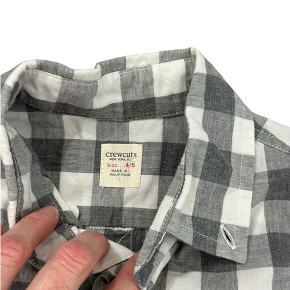 CREWCUTS Boys Gray White Button Down 4/5 - Picture 3 of 4